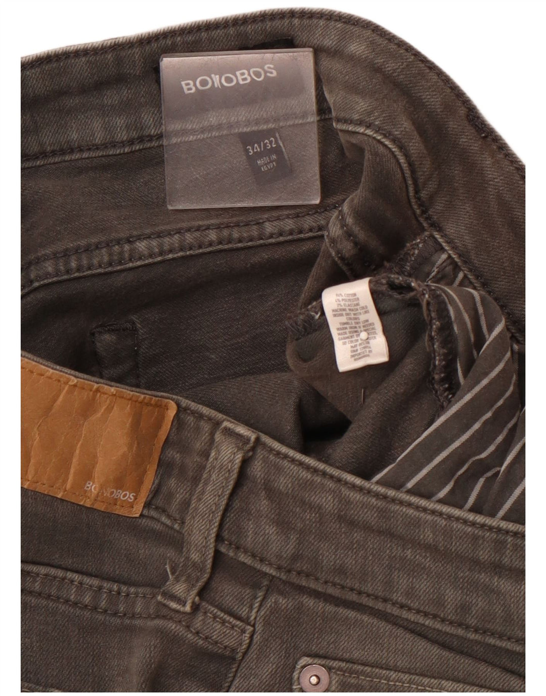 BONOBOS Mens Jeans Slim W34 L32 Algodão Cinza