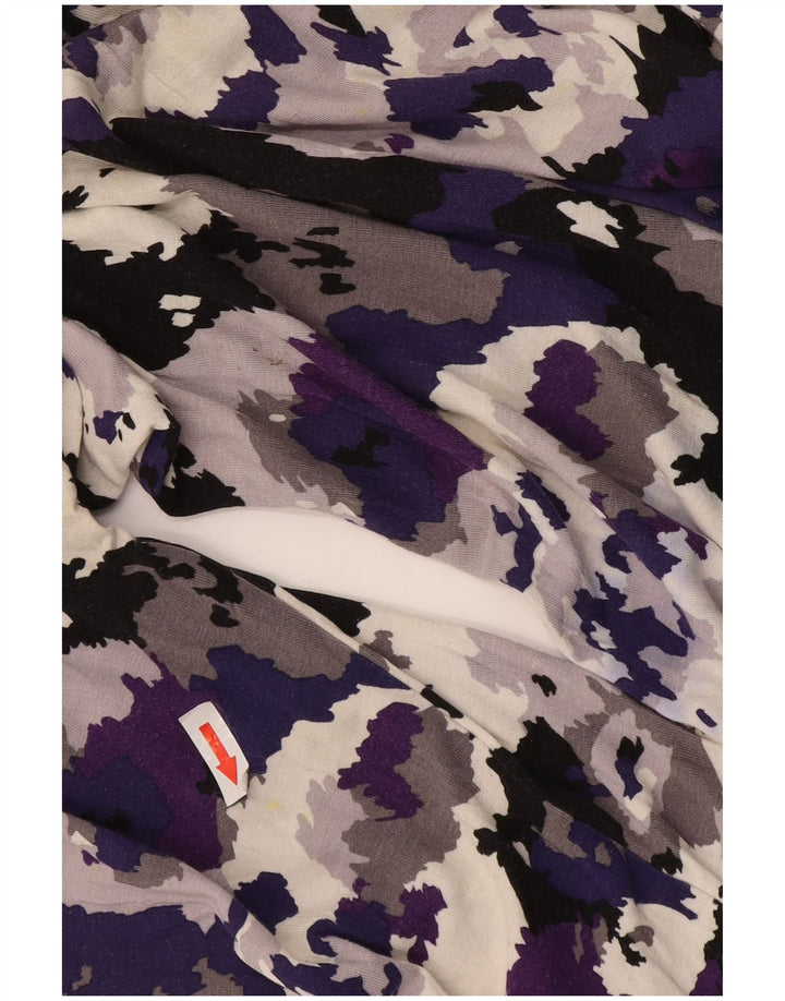 Vestido básico feminino Marks & Spencer manga 3/4 Reino Unido 16 grande camuflagem roxa