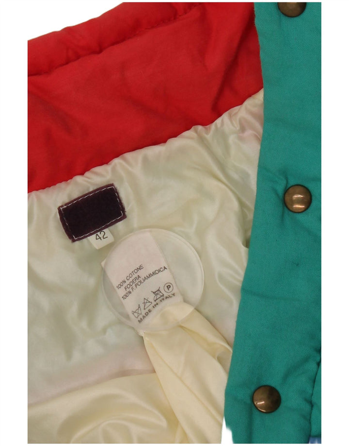Jaqueta acolchoada com capuz feminino vintage IT 42 Medium Multicolor Colorblock