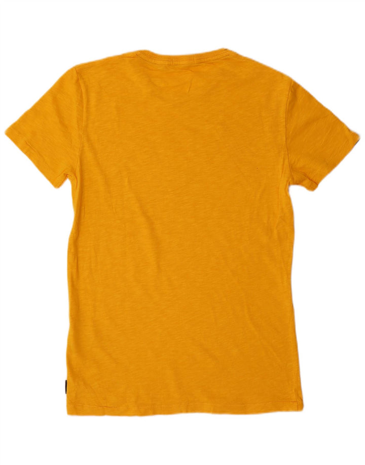 Camiseta masculina Superdry com estampa gráfica de algodão manchado amarelo médio