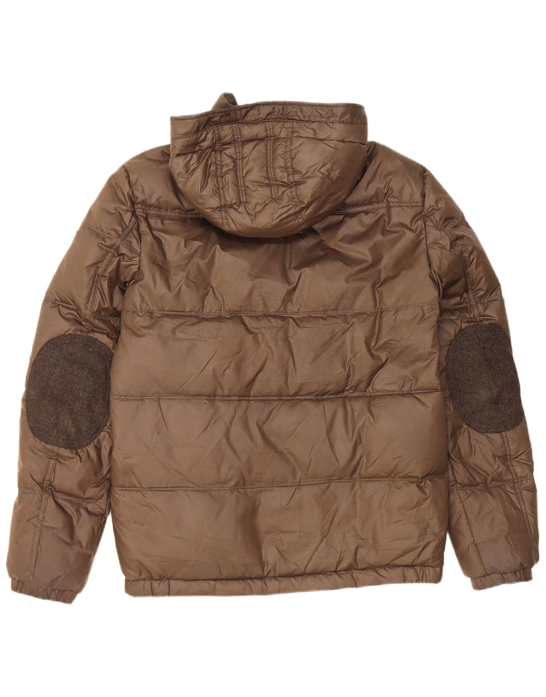 Jaqueta acolchoada com capuz Guess masculina UK 34 XS poliéster marrom