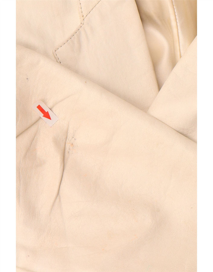 Conjunto de saia feminina vintage de couro de 2 peças Reino Unido 12 médio W26 branco