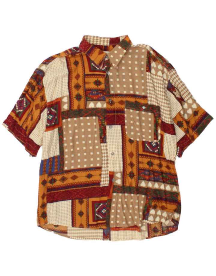 Camisa masculina de manga curta Tipo' S XL patchwork multicolorido