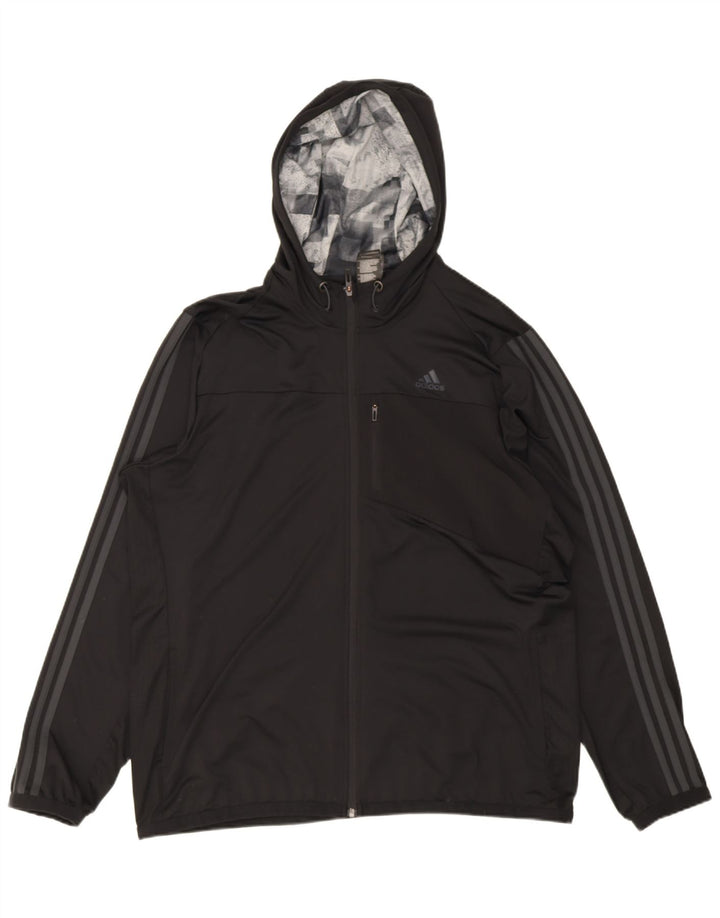 Jaqueta masculina Adidas Climacool com capuz e jaqueta grande de poliéster preto