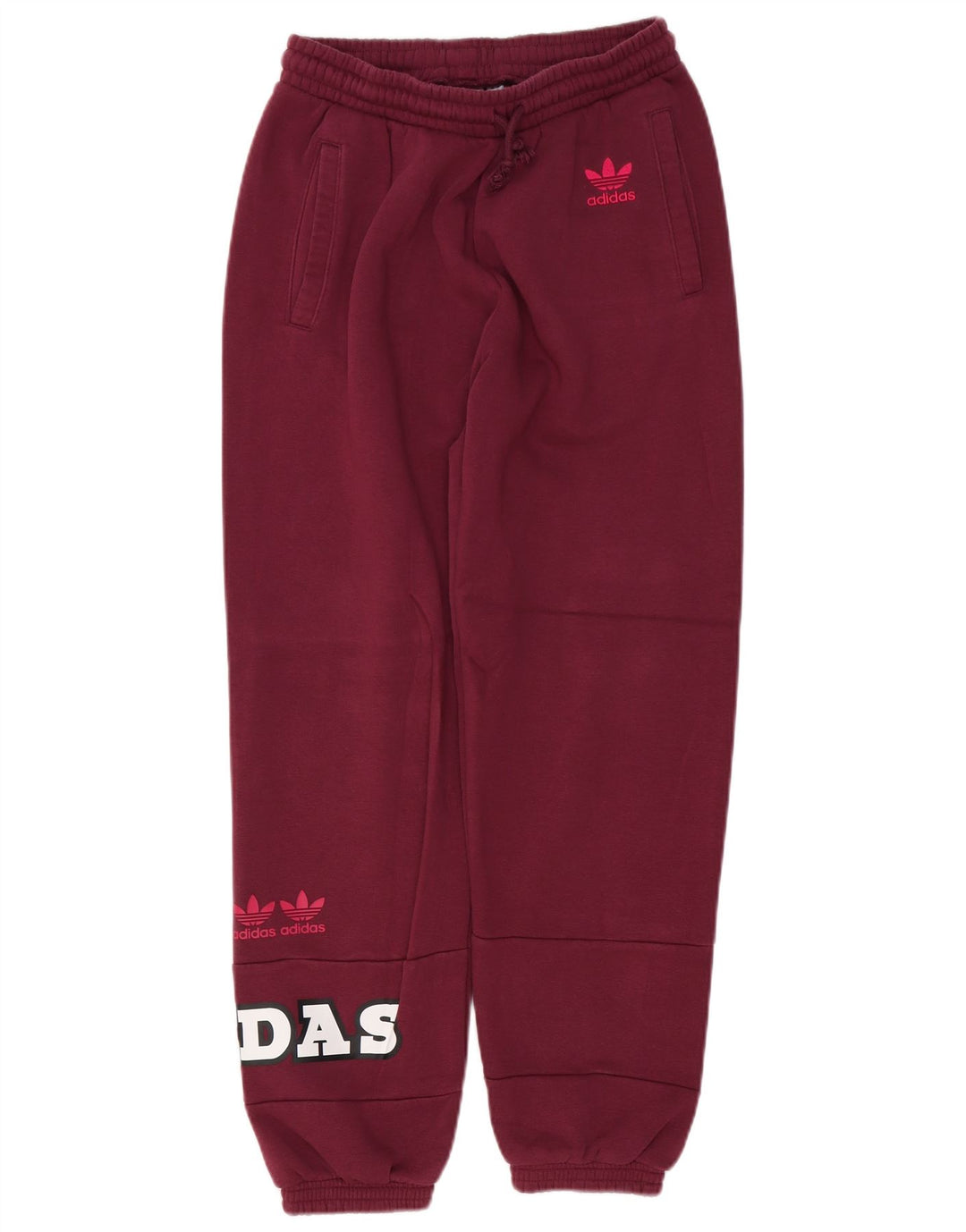 ADIDAS Womens Graphic Tracksuit Calças Joggers Reino Unido 12 Médio Borgonha