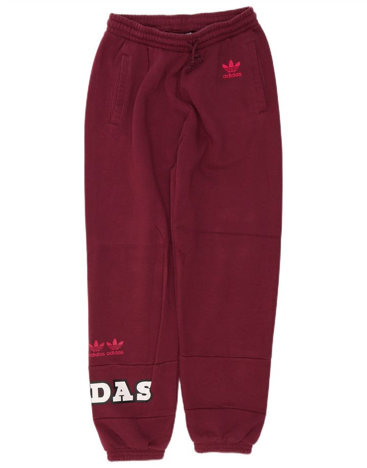 ADIDAS Womens Graphic Tracksuit Calças Joggers Reino Unido 12 Médio Borgonha