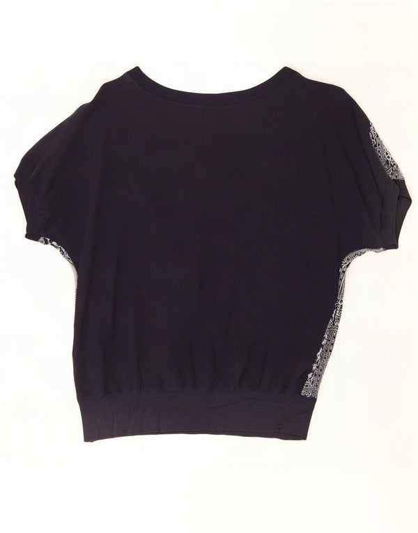 Blusa feminina grande de Diana Bentall UK 16 grande patchwork azul marinho
