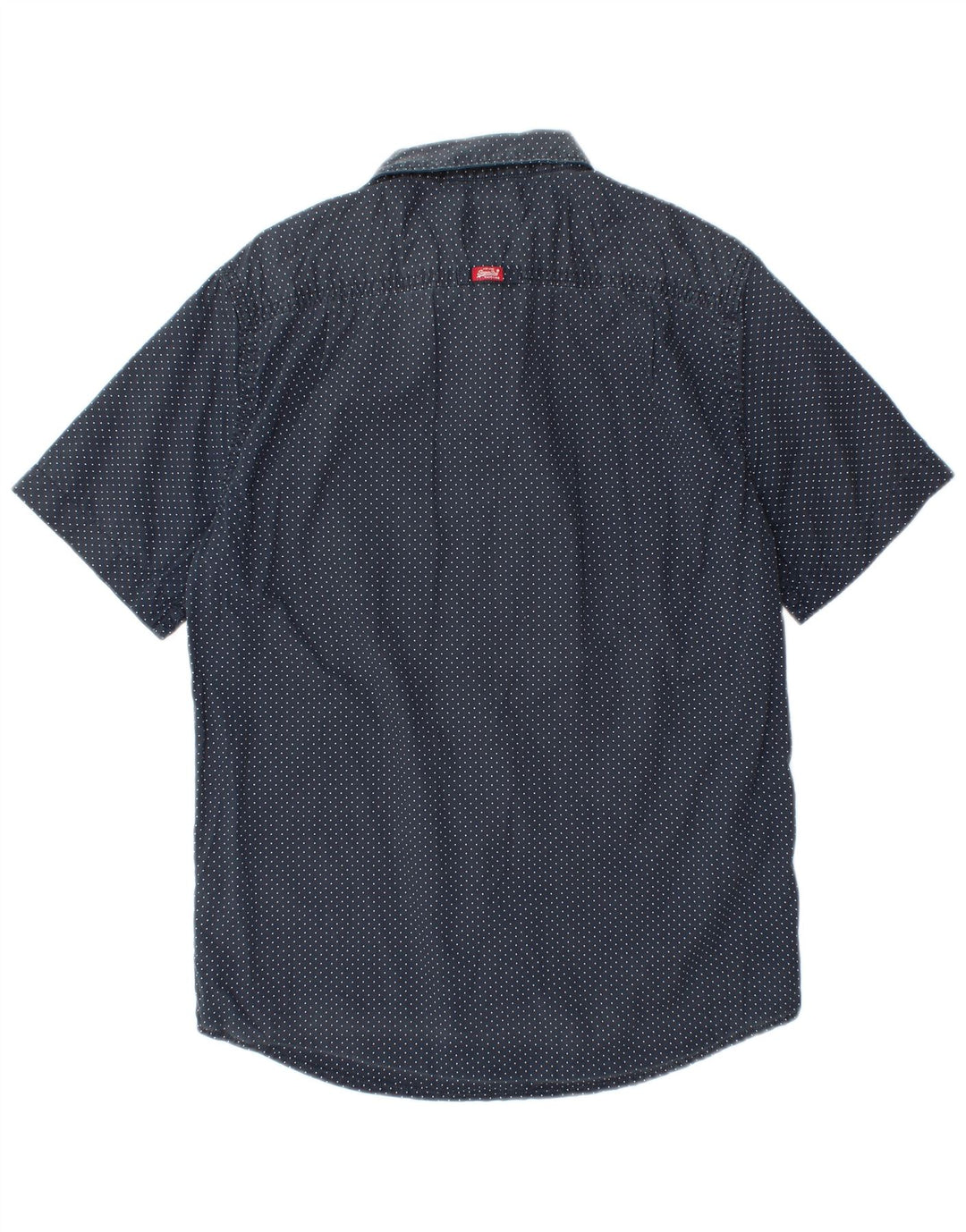 Camisa masculina Superdry de manga curta grande algodão manchado azul marinho