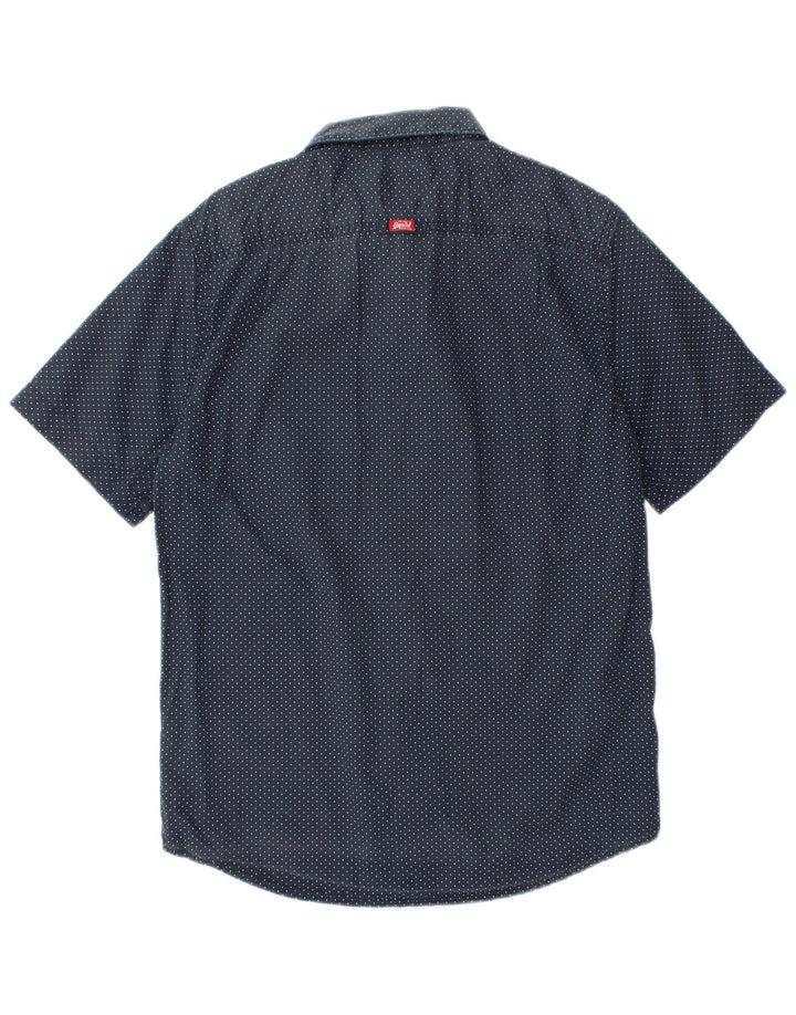 Camisa masculina Superdry de manga curta grande algodão manchado azul marinho