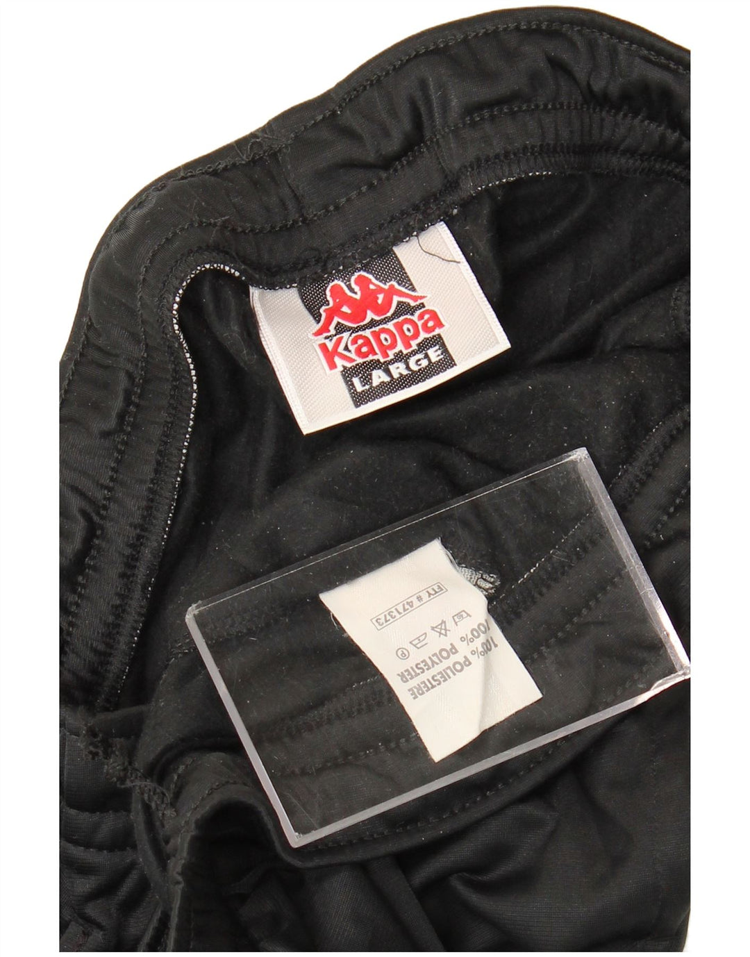 Calça de treino masculina Kappa com estampa gráfica grande de poliéster preto