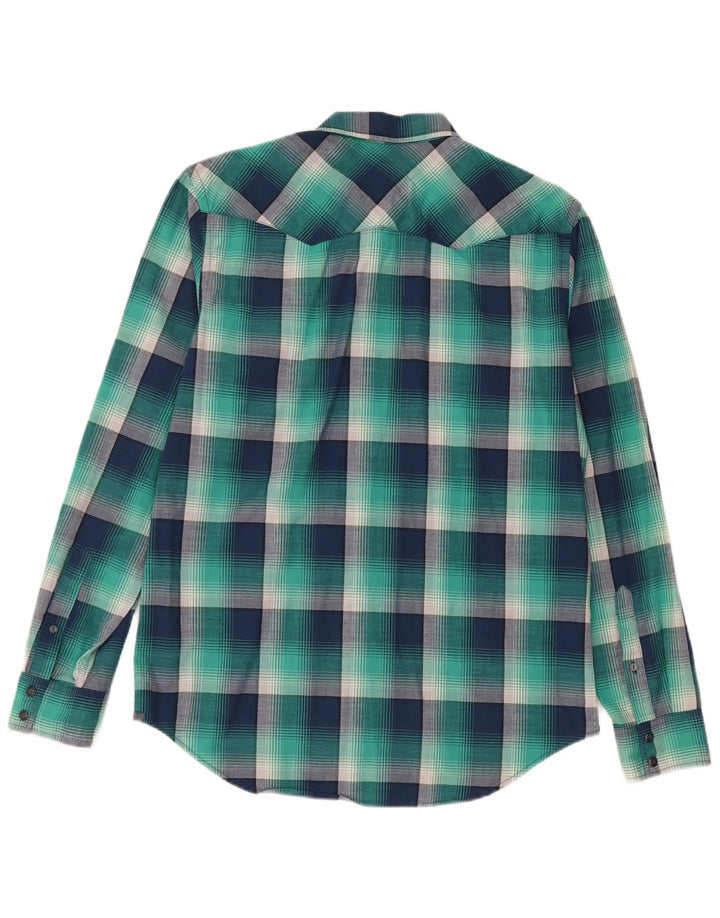 American Eagle Outfitters Camisa masculina slim fit médio azul marinho xadrez algodão