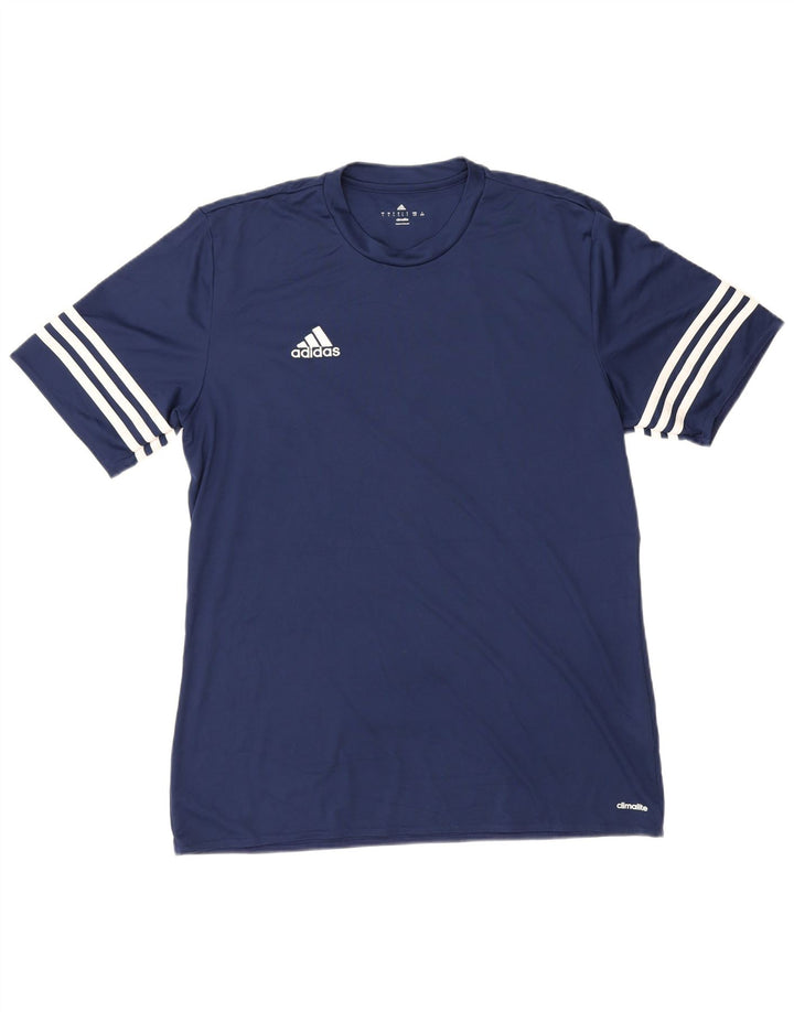 Camiseta masculina Adidas Climalite Top grande poliéster azul marinho