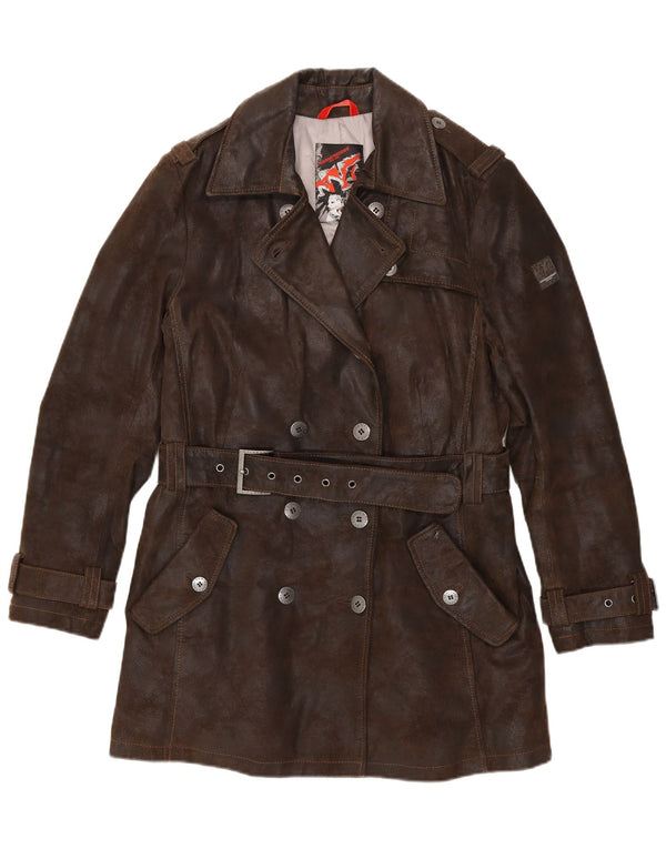 Frieda & Freddies Womens Leather Coat IT 44 Medium Brown
