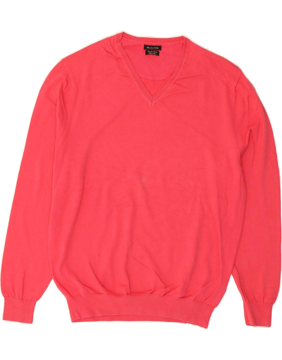 MASSIMO DUTTI Womens V-Neck Jumper Sweater UK 20 2XL Pink Cotton Vintage Massimo Dutti and Second-Hand Massimo Dutti from Messina Hembry 