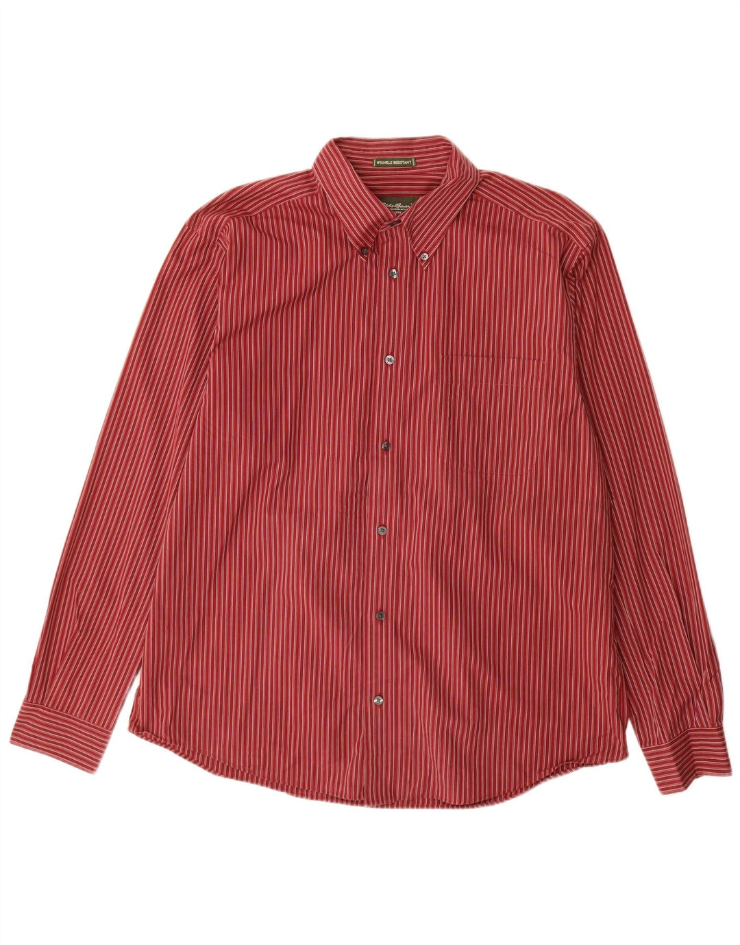 EDDIE BAUER Camisa masculina grande de algodão listrado vermelho