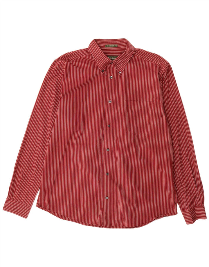 EDDIE BAUER Camisa masculina grande de algodão listrado vermelho