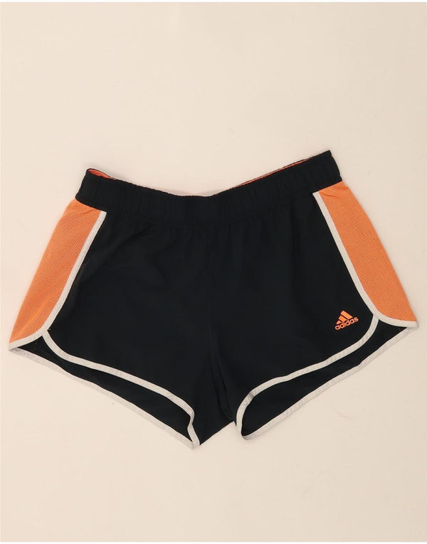 Shorts esportivos femininos Adidas UK 12/14 médio azul marinho colorblock poliéster