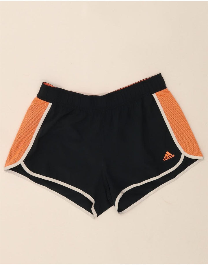 Shorts esportivos femininos Adidas UK 12/14 médio azul marinho colorblock poliéster
