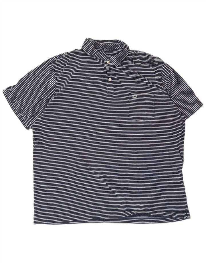 Camisa polo masculina VINEYARD VINES Classic Fit XL azul marinho listrado algodão