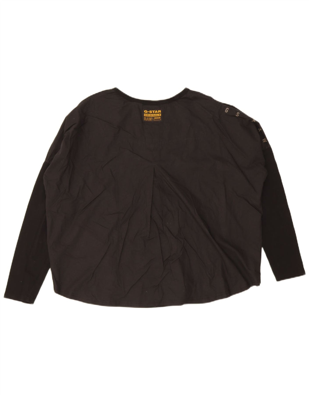 G-Star feminino oversized manga comprida Reino Unido 14 algodão preto médio