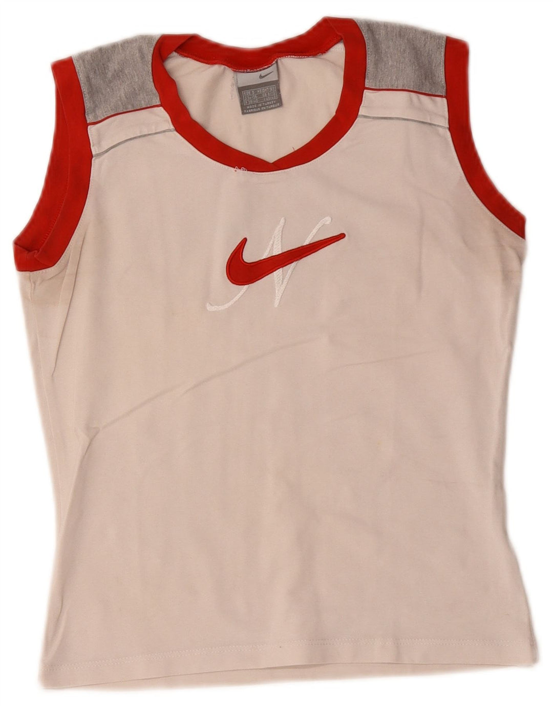 Colete gráfico feminino Nike UK 8/10 pequeno bloco colorido branco