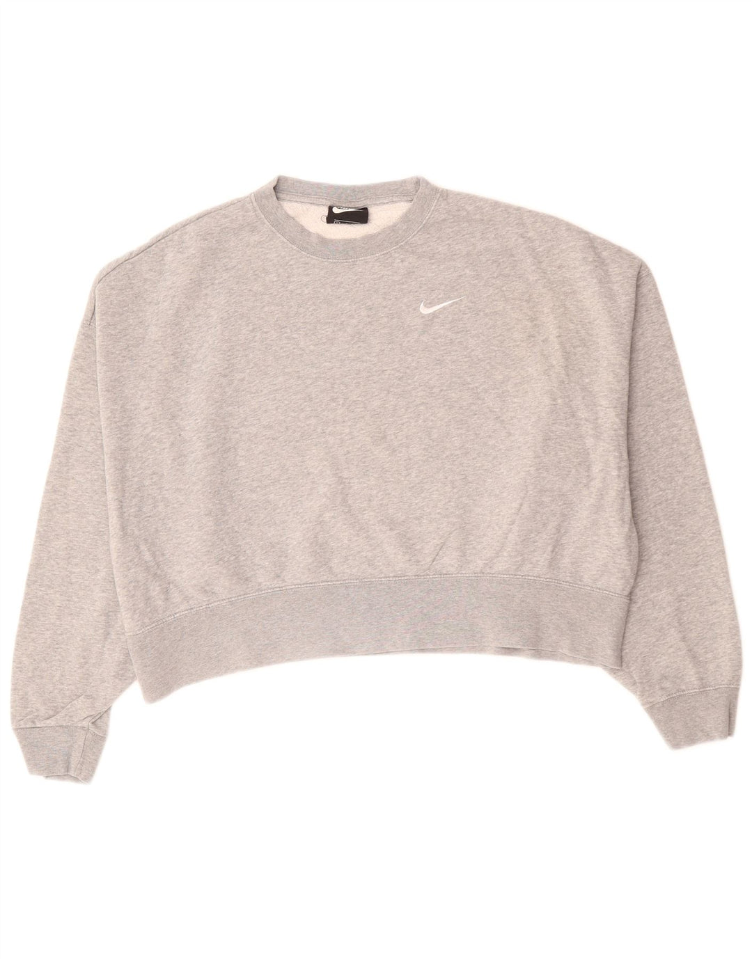 NIKE feminino oversized crop moletom jumper UK 10 pequeno cinza algodão