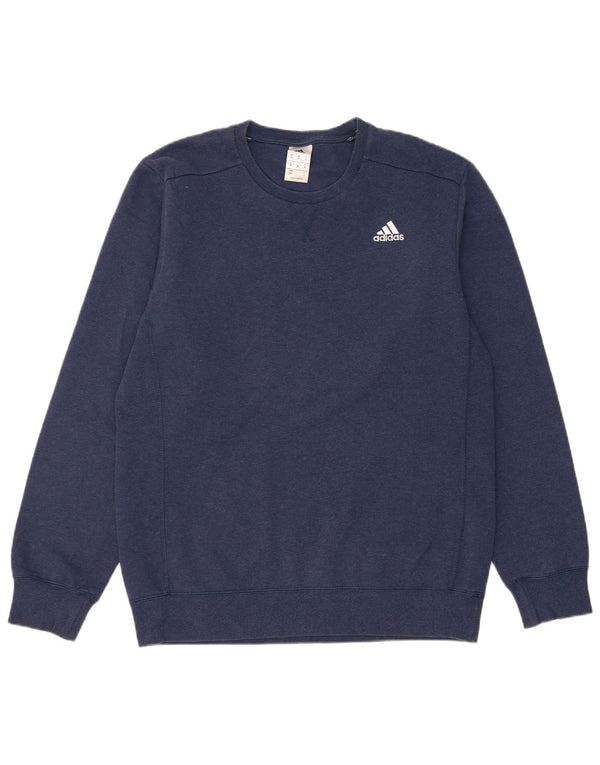 Adidas Mens Moletom Jumper Médio Azul Marinho Algodão