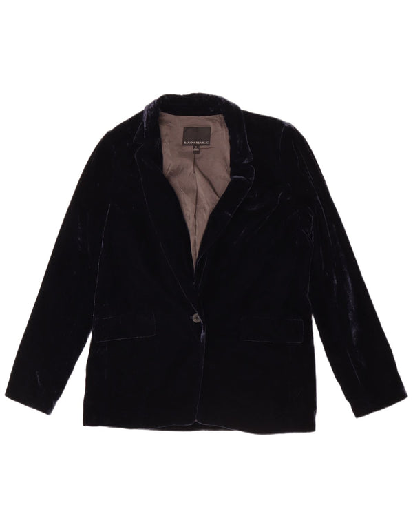 Jaqueta blazer feminina de veludo com 1 botão Banana Republic EUA 6 azul marinho médio