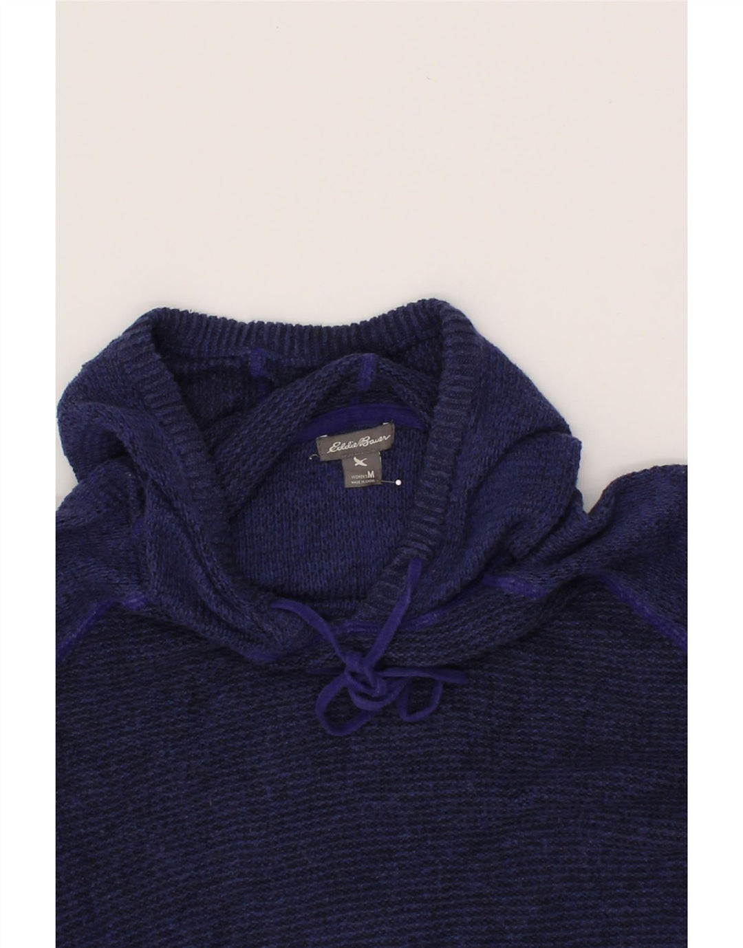 EDDIE BAUER Womens Hooded Jumper Sweater UK 12 Medium Navy Blue Cotton Vintage Eddie Bauer and Second-Hand Eddie Bauer from Messina Hembry 