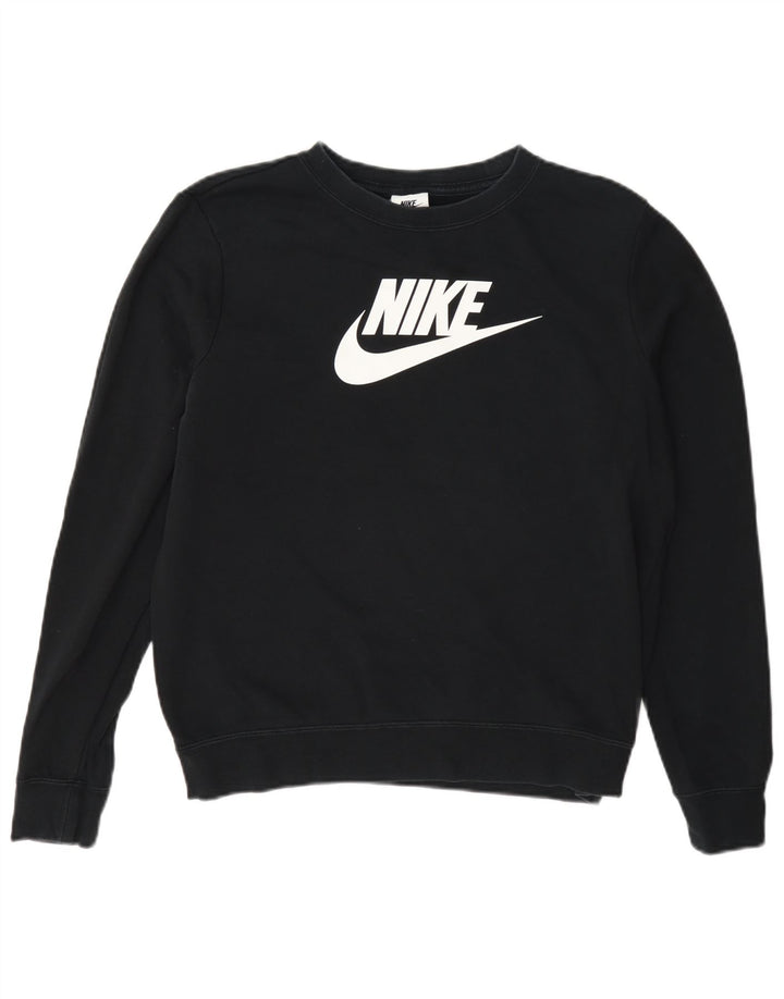 Moletom feminino Nike gráfico oversized Jumper UK 10 pequeno algodão preto