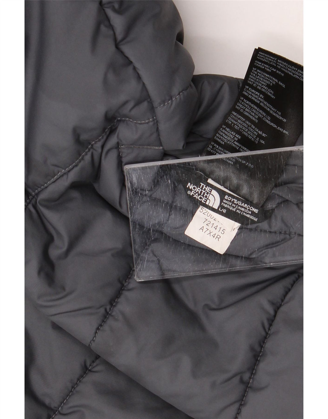 Jaqueta acolchoada The North Face Boys 11-12 anos grande bloco cinza