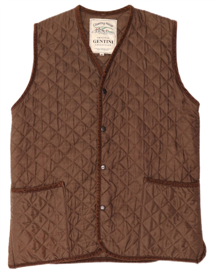 Colete acolchoado masculino vintage UK 38 poliéster marrom médio