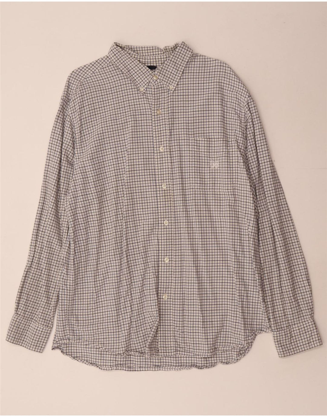 Camisa masculina Chaps XL branca xadrez algodão