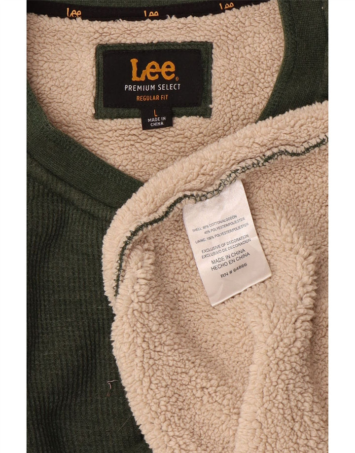 Lee moletom masculino regular fit jumper grande algodão verde