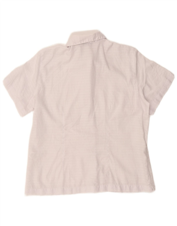 Blusa feminina de manga curta Rohan Reino Unido 14 poliéster xadrez branco médio