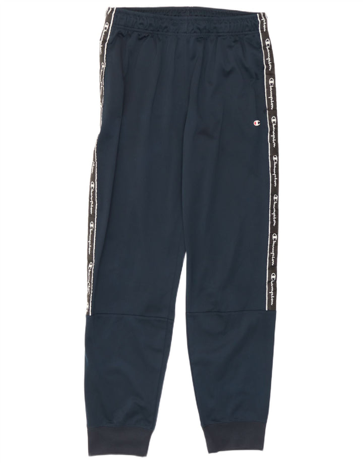 Calça esportiva masculina Champion com estampa gráfica grande de poliéster azul marinho