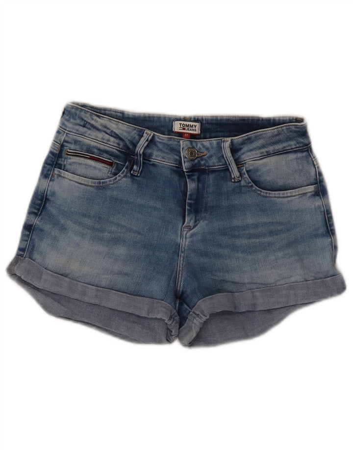 Shorts jeans feminino Tommy Hilfiger W27 pequeno algodão azul