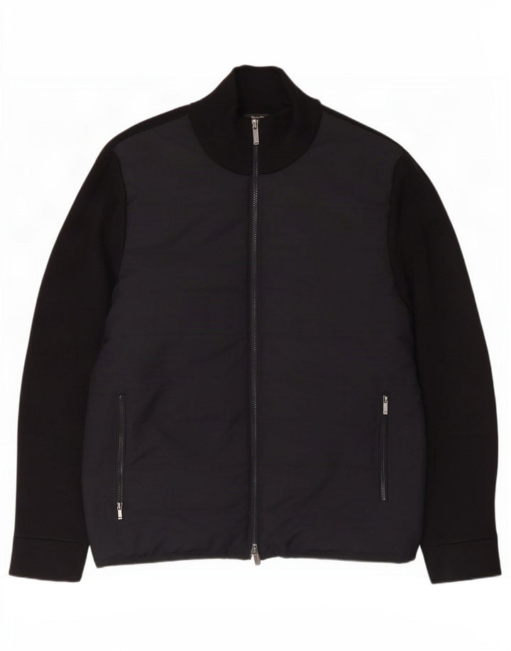 Jaqueta bomber masculina Massimo Dutti UK 42 XL algodão preto