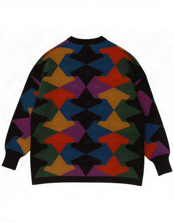 Suéter cardigã feminino Gispa UK 20 2XL poliacrílico geométrico multicolorido