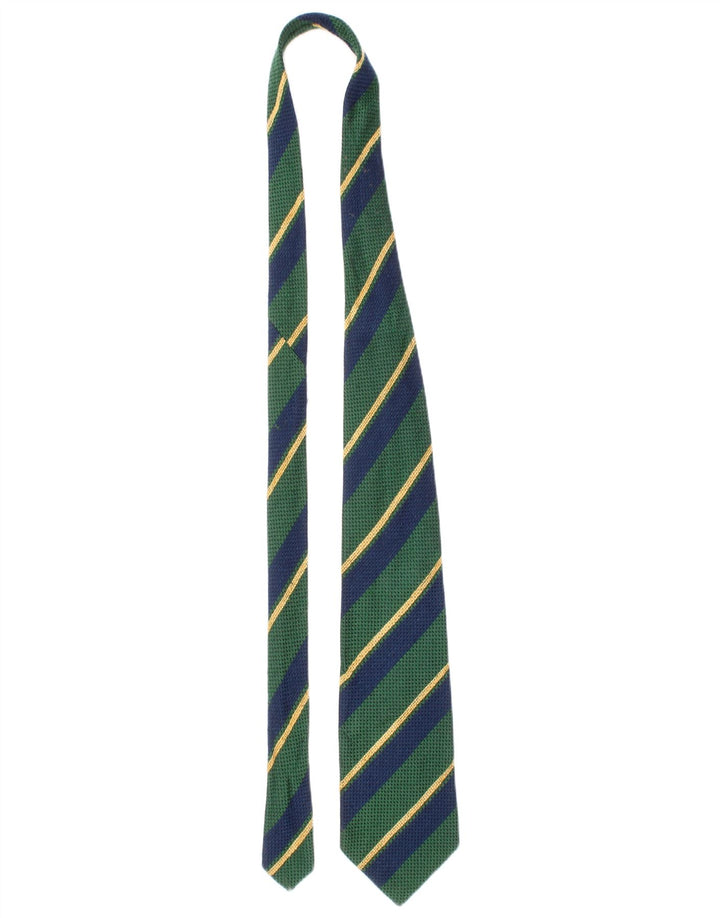 Gravata masculina Pierre Cardin tamanho único verde listrado de seda clássico