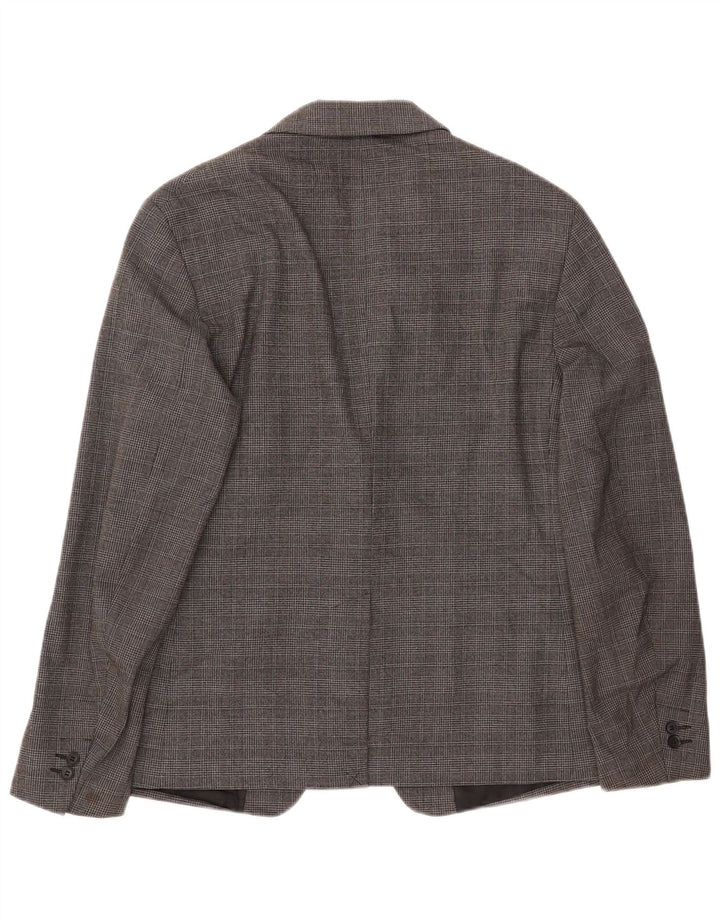 Jaqueta blazer masculina ZARA com 1 botão EU 50 cinza médio houndstooth poliéster