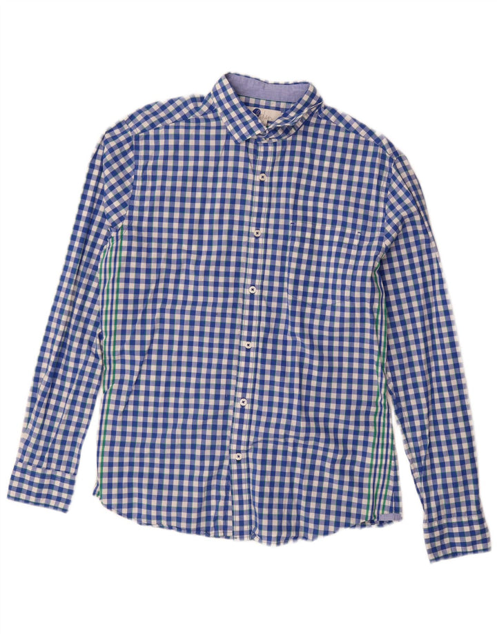 Camisa masculina slim fit BODEN algodão guingão azul médio