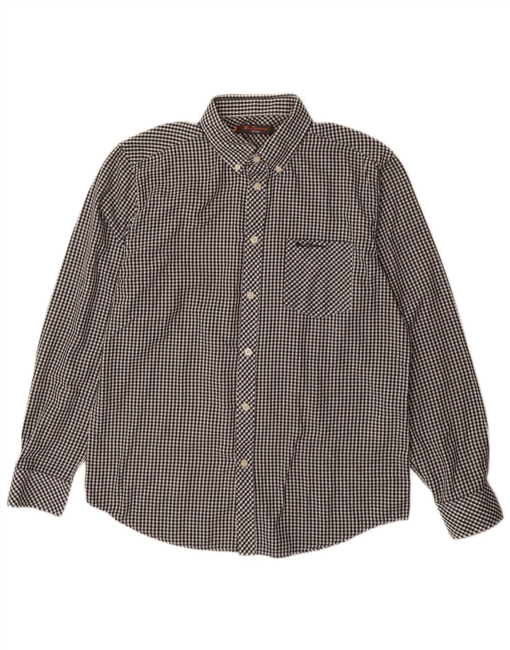 Camisa masculina Heritage BEN SHERMAN de algodão guingão preto médio