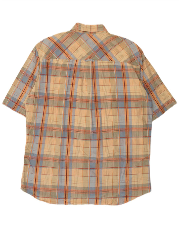 Camisa masculina de manga curta Marlboro Classics XL bege xadrez algodão