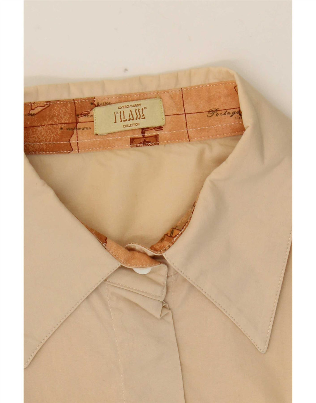 Camisa feminina ALVIERO MARTINI UK 16 grande algodão bege