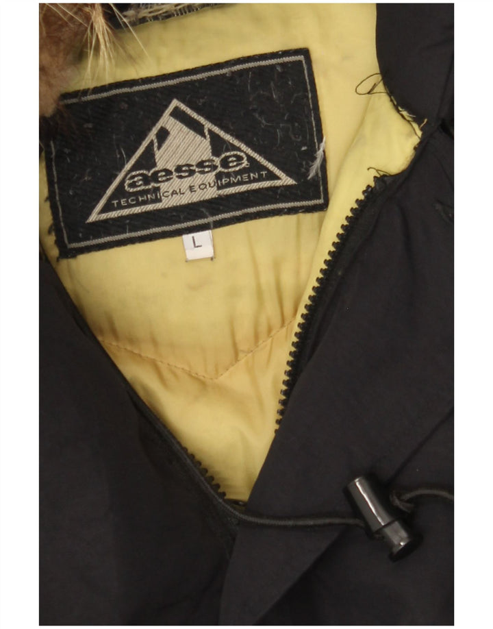 Jaqueta Parka masculina AESSE com capuz UK 40 grande preta
