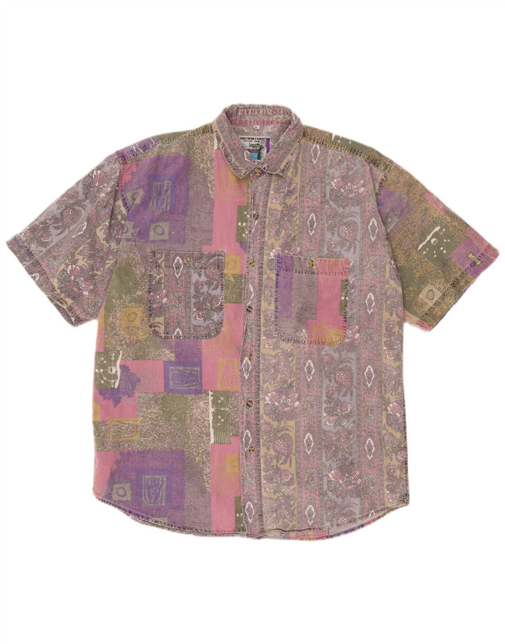 Camisa masculina de manga curta Southern XL patchwork multicolorido