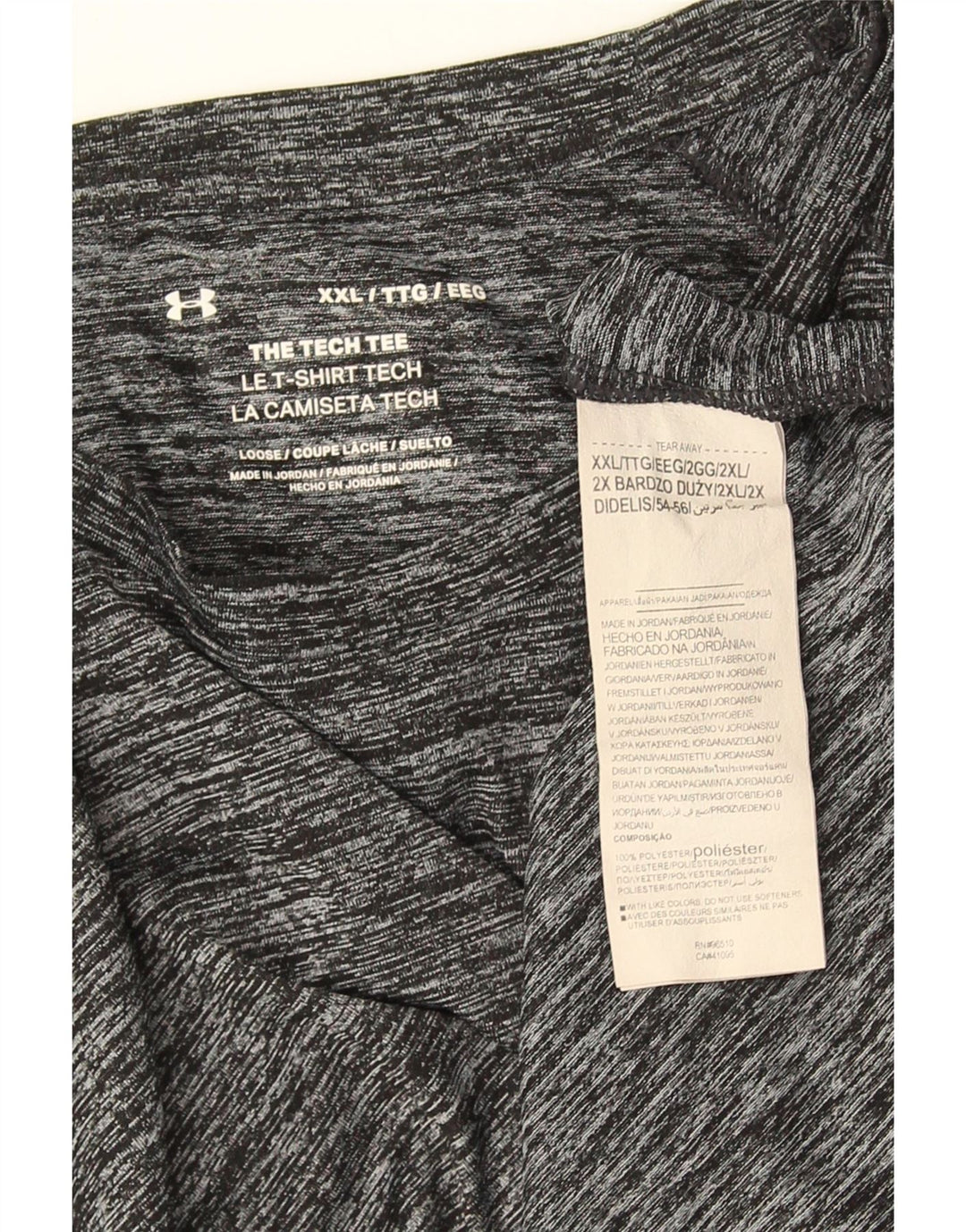Camiseta masculina Under Armour Top 2XL poliéster manchado cinza