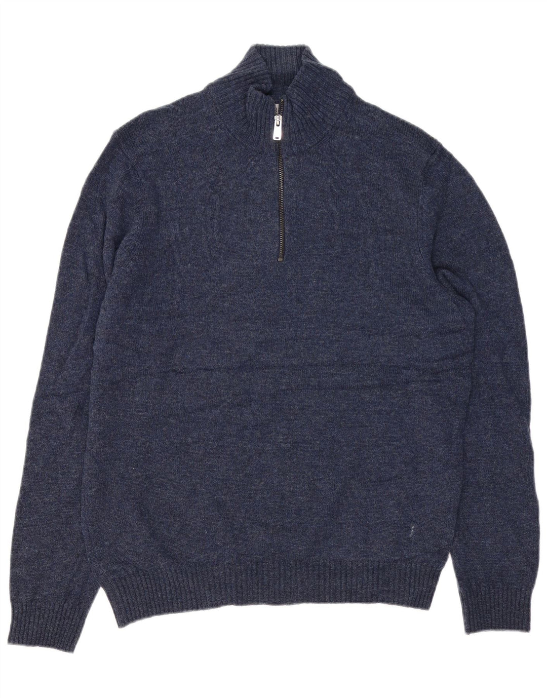 Suéter masculino Marks & Spencer com zíper e gola grande azul marinho clássico