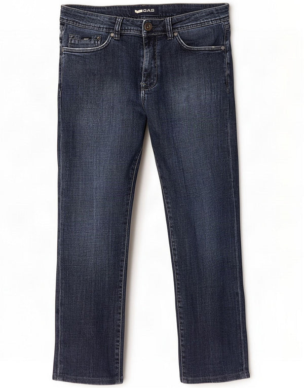 Gas Mens Albert Slim Jeans W34 L26 Azul Marinho Algodão